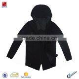 Mens Slim Fitted Long Hooded Cool Black Outerwear Jackets thumbnail-1