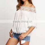 Zm50315b Europe Plus Size Women Clothing New Style Blouse Women Lace Chiffon Georgette thumbnail-2