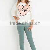 2017 Cheap Plain Alphabetic Love O-neck Kids Long Sleeve Slim T-shirt OEM Service Plain Dyed thumbnail-3