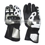 silver leather motorcycle racing Gloves