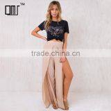 High Rise Split Wide Leg Pants for Women New Fashion Lady's Clothes thumbnail-1