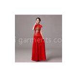 Exquisite 3D Slim long Qipao Wedding Dress , cap sleeve Embroidery wedding gowns