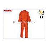 Orange Fire Resistant Coveralls Hi Visibility Clothing With Brass Zipper
