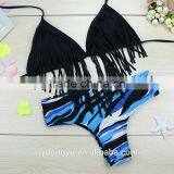 Pink Tassel Swimwear Bikini/ Mzyg Halter Bikini Swimwear/ Fancy Bikini Set Swimwear Beachwear thumbnail-3