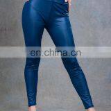 New Fashion Dark Blue Woman's Leather Pants thumbnail-4