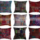 Wholesale Sari Patchwork Pillow Cover Indian Recycle Embrroidered Cushion Cover