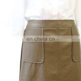 Hot Sale Spring and Autumn Cheap Ladies PU Leather Skirt With Two Pocket thumbnail-2