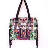 Banjara Tribal Vintage Leather Fringes Bag- Vintage Banjara Boho Leather Fringe Hand Bag - Gypsy Banjara Boho Leather Fringe Bag thumbnail-2