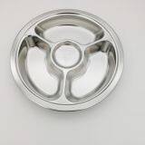 Stainless Steel Round Food Plated 3 4 5 6 Compartment Fast Food Tray thumbnail-3
