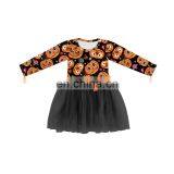 Hot Selling Item Fashion Tulle Orange Buffalo Pattern Dress Half Black Baby Girls Dress Dress for Baby Girl thumbnail-2