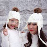 Мамы, дети, семейные шапки. Комплект семейных шапочек из шерсти. Шапочки для девочек-маленьких, вязанные зимние теплые шапки. Модные шапки для детей и мам из хлопка thumbnail-3