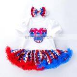 4th of July Outfit 2019 Kids New American Independence Day Baby Short Sleeve Star Print Harness Skirt Two-piece Suit thumbnail-2