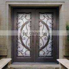 Decorative Exterior Arch Top Double Front Gate Wrought Iron Doors thumbnail-2