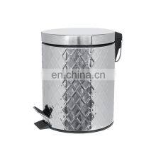 Popular Special Pattern Design Trash Can Embossing Surface Dust_Bin Bathroom Hotel Luxury Household Stainless Stee LTrash Bin thumbnail-1