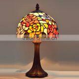 8"W Rose Flowers Stained Glass Tiffany Style Table Desk Lamp, Zinc Base!Europe Table Lamp