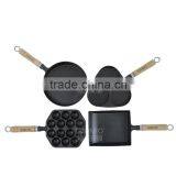 TRIONFO Small Cast Iron Pan for Sale With Wooden Handle