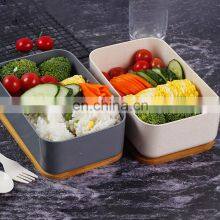 Environmentally Friendly Take Away Lunch Packing Boxes With Utensil Bamboo Lids School Lunch Box for Kids thumbnail-1