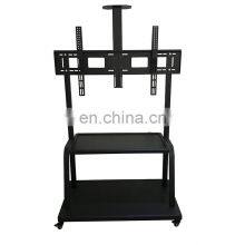 Big Size Thickness Strong Movable Adjustable Shelf Mobile LCD LED TV Cart Rolling Trolley Black White Gold tv Stand thumbnail-2