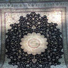9x12ft Dark Mblue Handmade Silk Persian Carpet for Sitting Room and Meeting Room thumbnail-3