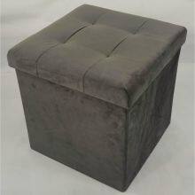 Foldable Storage Velvet Ottoman thumbnail-5