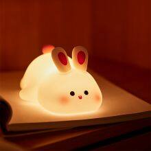 EGOGO Rechargeable Led Soft Touch Bunny Silicone Night Light for Kids Rabbit Lamp Animal Lamp Light up Silicone Led Night Light thumbnail-6