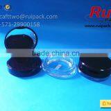 Round Black Compact Powder Case, Double Layer Cosmetic Compact Powder Box for Solid Perfume thumbnail-3