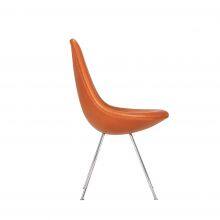 Drop Chair Arne Jacobsen 1958 Replica, Mid‑Century Modern Leather Upholstered Dining Chair With Chrome Wire Legs for Home Hotel Cafe thumbnail-3