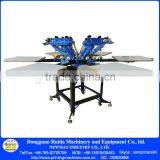 Manual Floor Standing Double Carousel 6 Color 6 Print Bed Silk Screen Printer for Flat Surface Items