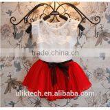 2015 New Children Chiffon Skirt With White Tshirt Set Cheap Baby Girls Clothing Set Wholesale Girls Chiffon Clothing thumbnail-1