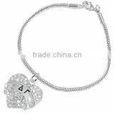 Genuine Austrian Clear Crystal "Delta Gamma" Greek Sorority Heart Charm Chain Link Bracelet thumbnail-4