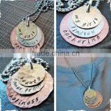 Mixed Metals Hand-stamped Necklaces Engraved Letters Necklaces