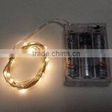 Micro LED 20 Warm White Color Lights Battery Operated Silver String Wire