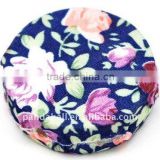 Woven Cloth Woven Beads, Acrylic with Cloth, Blue, Flat Round, 33x11mm, hole: 3mm.(WOVE-R002-16)