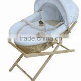 Wicker Basket Wood Stand Moses Basket Stand Moses Basket Wood Stand Wheel Stand for Baby Moses Basket thumbnail-2
