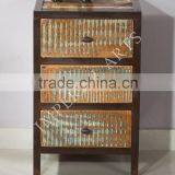 ANTIQUE LOOK IRON WOOD DRAWER CHEST, FOR HOME FURNITURE thumbnail-1