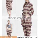 High Water Absorbency Women Fleece Stripe Robe /Bathrobe thumbnail-5