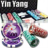 Yin Yang Casino ABS Sticker Poker Chip Set with Aluminum Case - 300 Piece