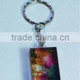 Pure Printed Picture Flash Light Crystal Glass Keychains With Small Christmasgift (R-0846