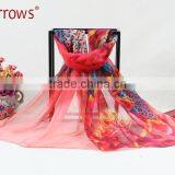 2015 Custom Lady Fashion Cotton Voile Shawl and Scarf Fresh Leopard Peony Printing for Spring Autumn thumbnail-2