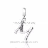 S067M Globalwin 925 Sterling Silver Alphabet Letter M Paved With Crystals Charms thumbnail-5