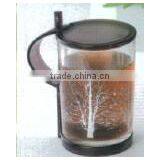 Home Glass Drinking Cup With Plastic Stir Stick thumbnail-1