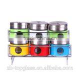 6pcs 120ml Glass Salt and Pepper Shakers With Metal Rack thumbnail-1