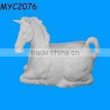 Horse Planter Pot Unpainted Bisque Ceramics thumbnail-1