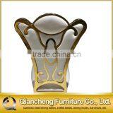 Classical White High Back Wedding Chair With Golden Stainless Steel thumbnail-6