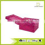 Red Punched Metal Multipurpose Storage Basket With Removeable Lid thumbnail-1