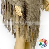 Ladies Shawl Wholesale Combination Pattern Turtleneck Knitting Wool Fringe Poncho Shawl Scarf thumbnail-6
