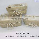 Handmade Rectangle Jute Basket Drawers thumbnail-1