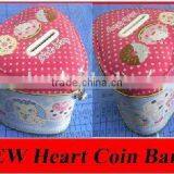 Heart Coin Bank, Coin Box, Heart Tin thumbnail-1