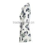 2015 New Style Fashion Flora Printed Stand Collar Long Sleeve Formal Mature Ladies Office Wear Dresses Dress thumbnail-3