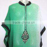 GREEN Georgette Shaded CAFTAN Kaftan Tunic Poncho Zip Cover up thumbnail-3
